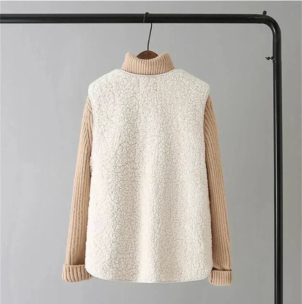 Women Cozy Sherpa Buttoned Vest | Eloise