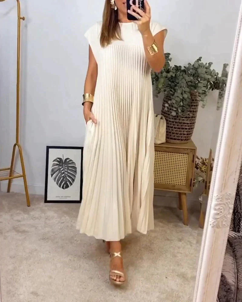 Women Elegant Pleated Maxi Dress | Amara