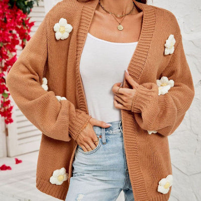 Women 3D Floral Oversized Knit Cardigan | Dylanne