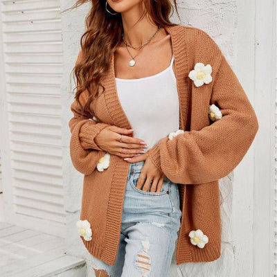 Women 3D Floral Oversized Knit Cardigan | Dylanne