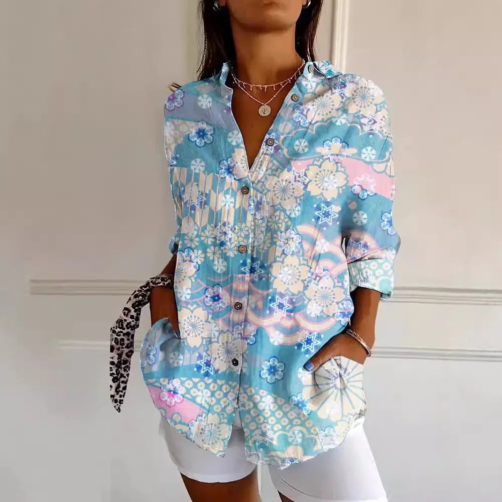 Floral printed summer blouse for women | Nuria