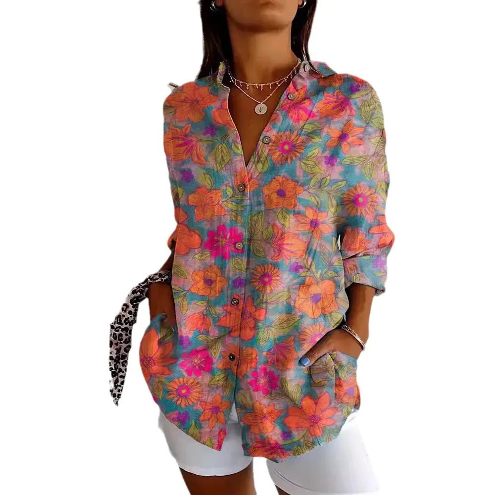 Floral printed summer blouse for women | Nuria