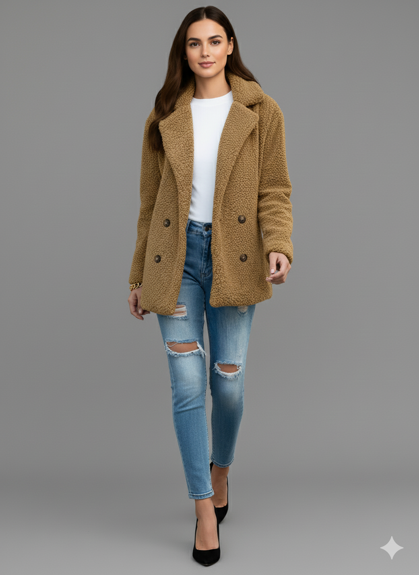Wendy | Chic Cozy Double-Breasted Teddy Coat for Women