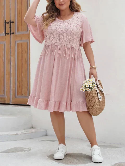 Women Lace Trim Ruffle Hem Dress | Seraphina