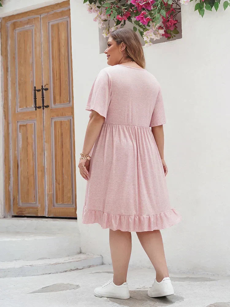 Women Lace Trim Ruffle Hem Dress | Seraphina