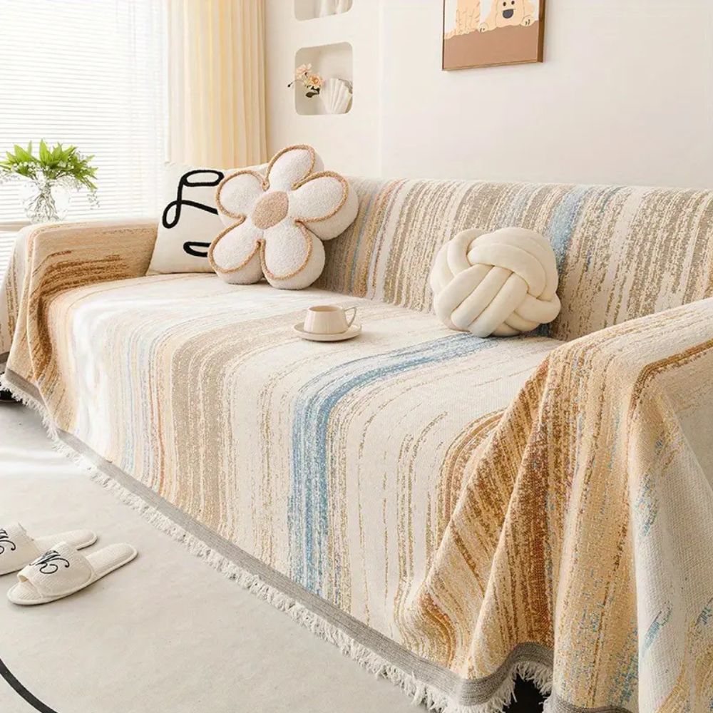 Sofa Cover Striped Chenille Non-Slip | Serene 5