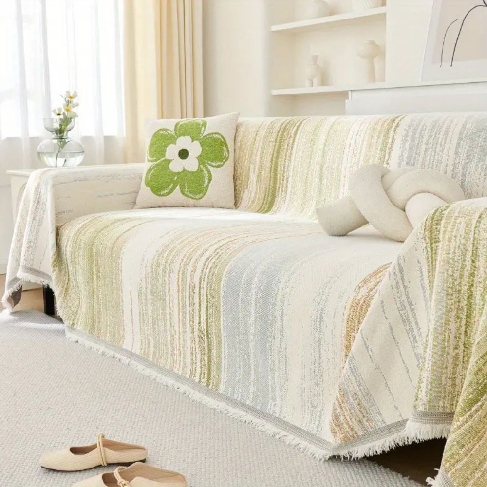Sofa Cover Striped Chenille Non-Slip | Serene 6