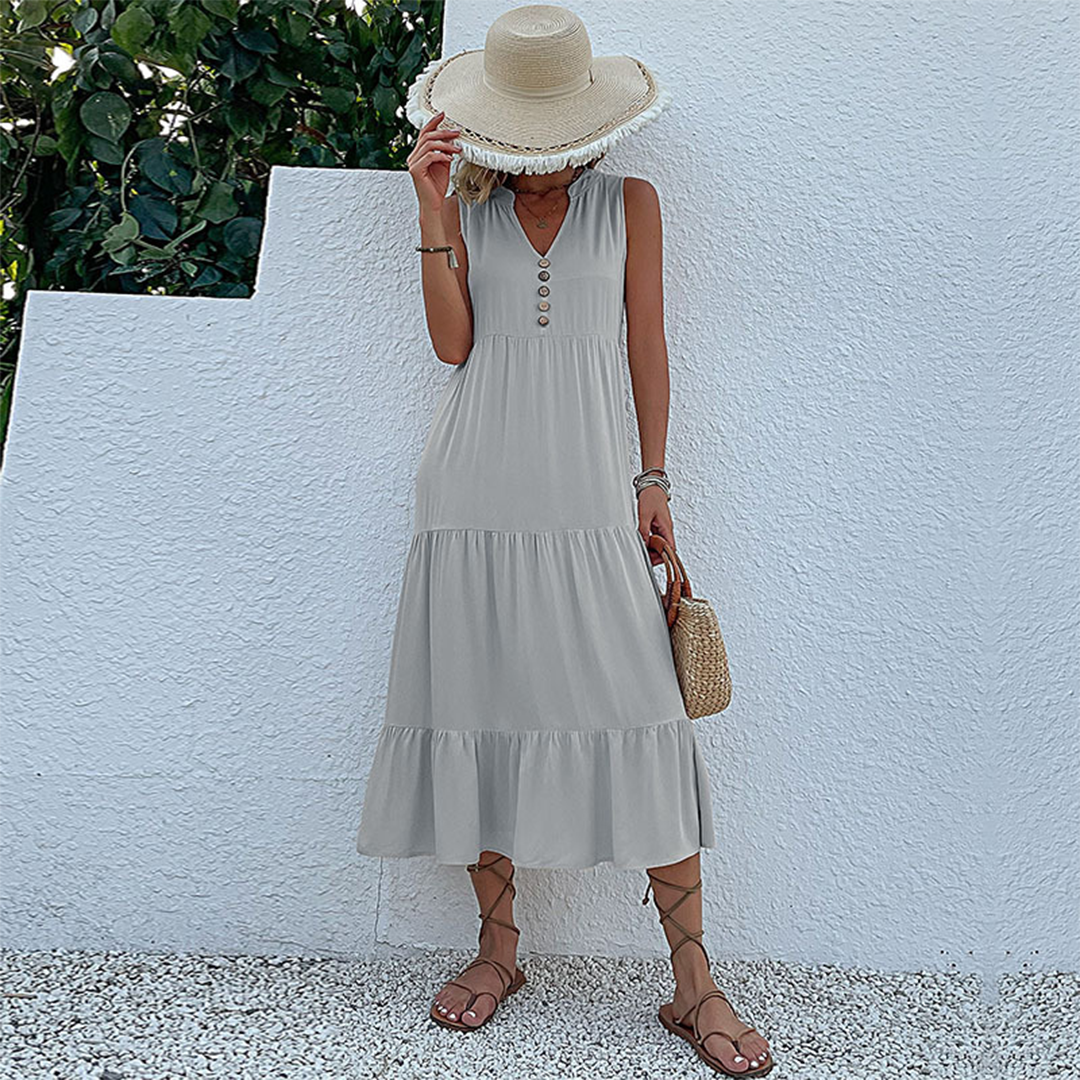 Women Tiered Sleeveless Midi Dress | Aria