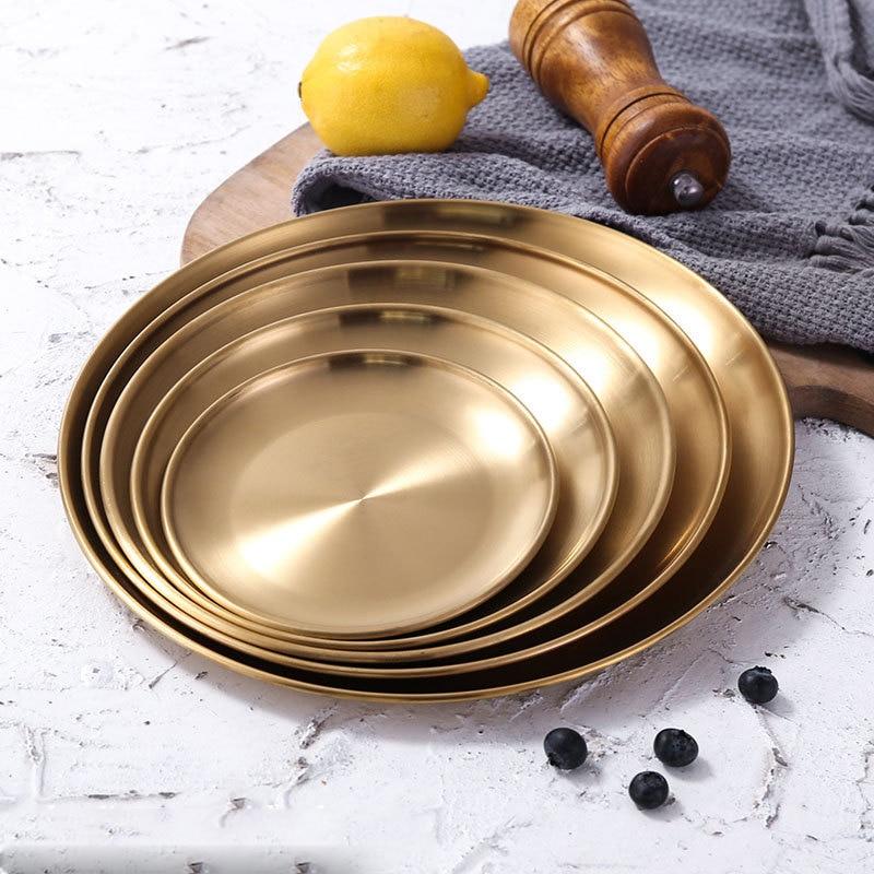 Gold Stainless Steel Dinner Plates – 3 Size Options