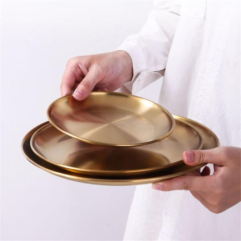 Gold Stainless Steel Dinner Plates – 3 Size Options