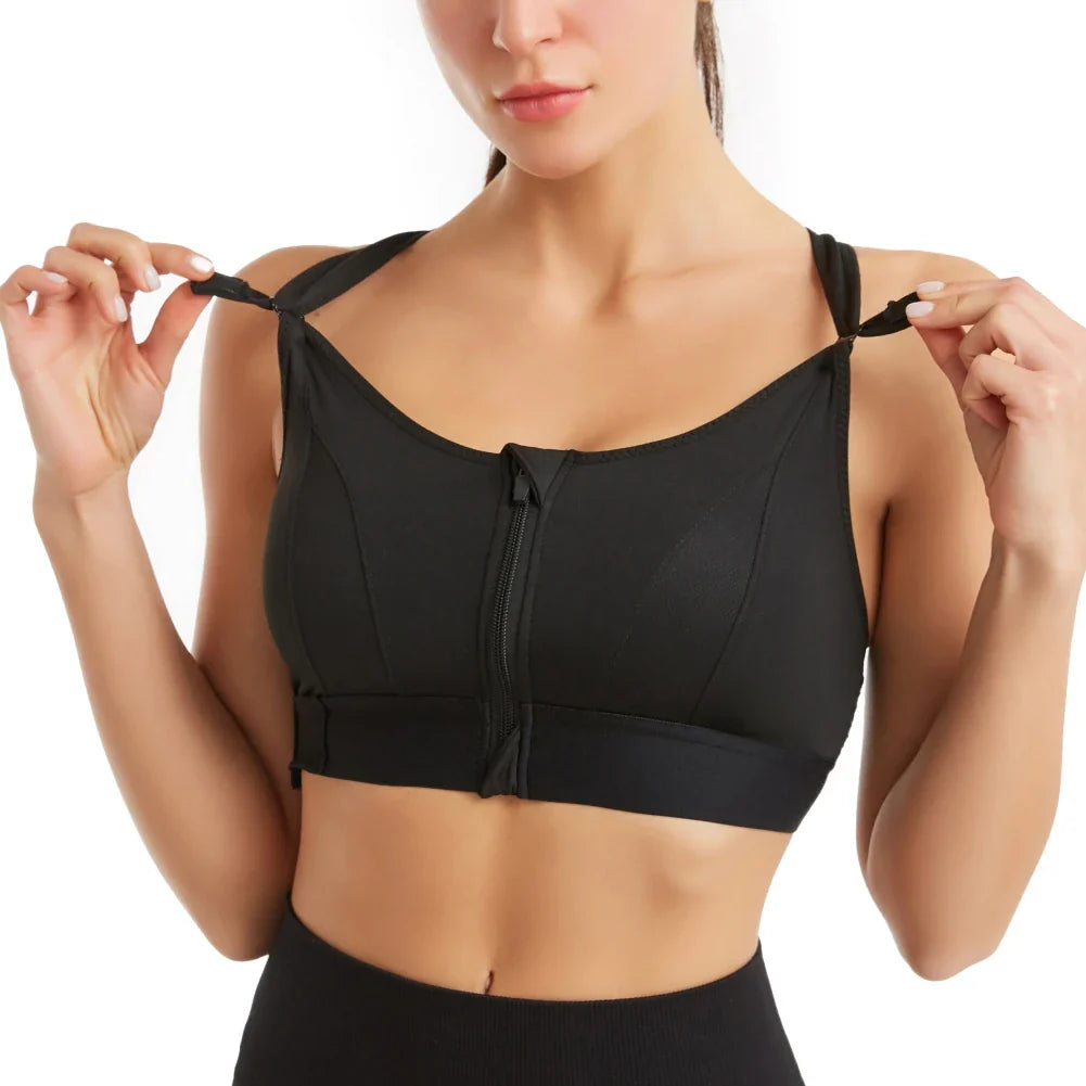 Women High Impact Sports Bra Black Polyester | Audrey-4