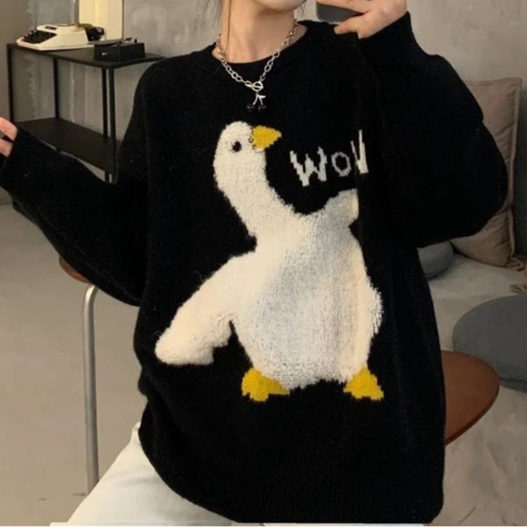 Women Playful Goose Knit Sweater | Diantha