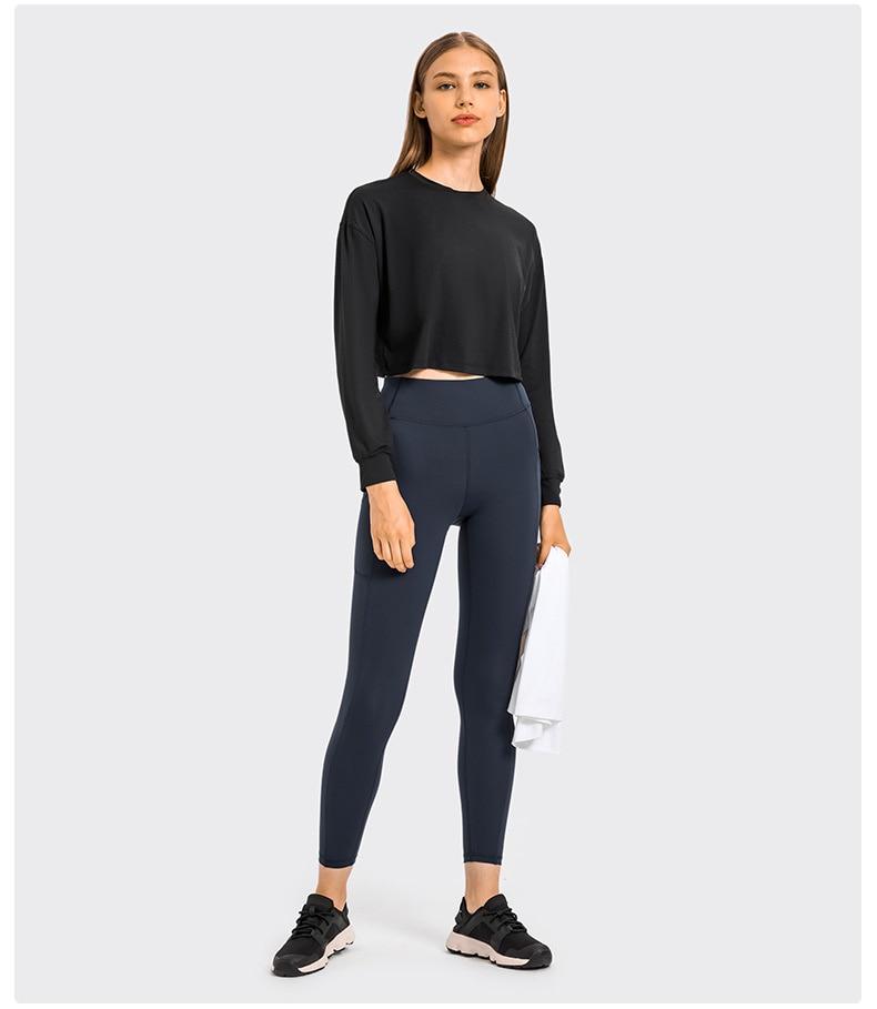 Variant image for Women Long Sleeve Activewear Top Black Nylon | Fitness Enthusiast-16