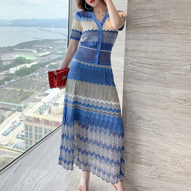 Women Chevron Knit Two-Piece Set | Talia