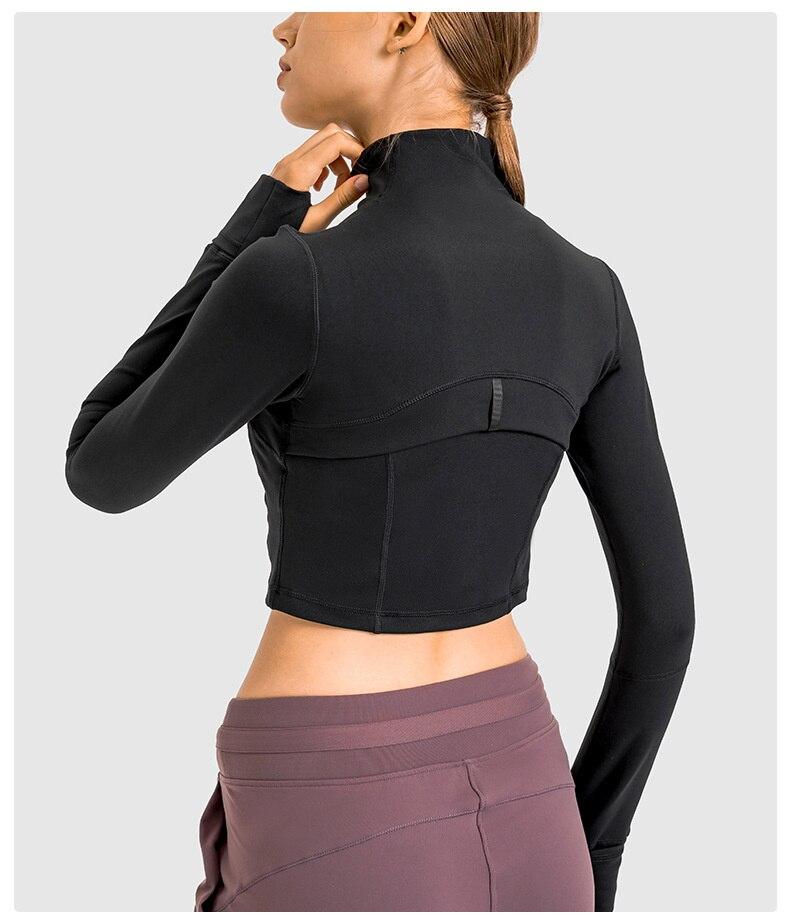 Variant image for Women Long Sleeve Crop Top Black Nylon Spandex | Fitness Enthusiast-26