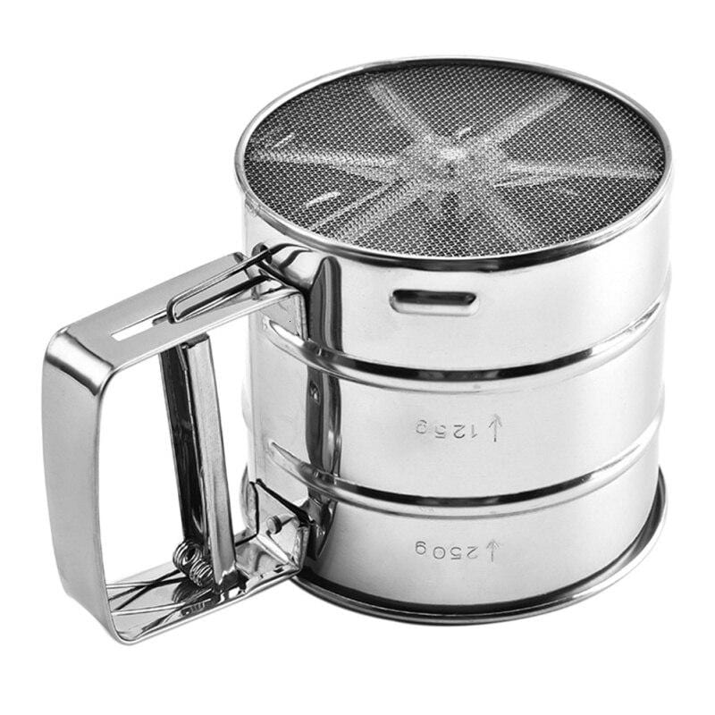Stainless Steel Flour Sifter – Manual Crank Design