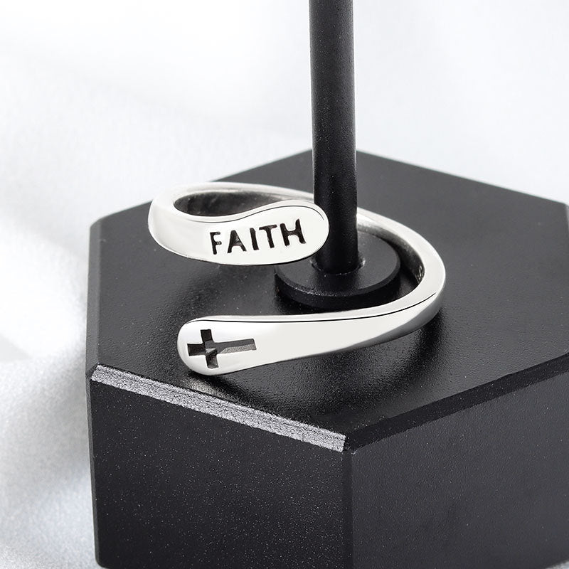 Women Adjustable Ring Silver Inspirational Design | Empowerment-5