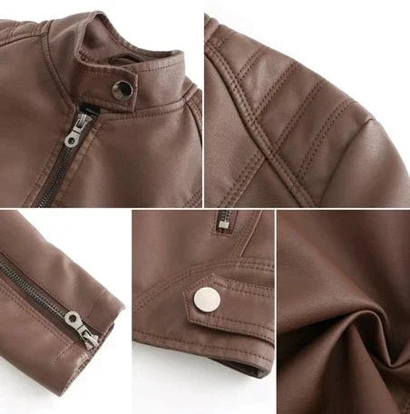 Women Faux Leather Moto Jacket | Lovina