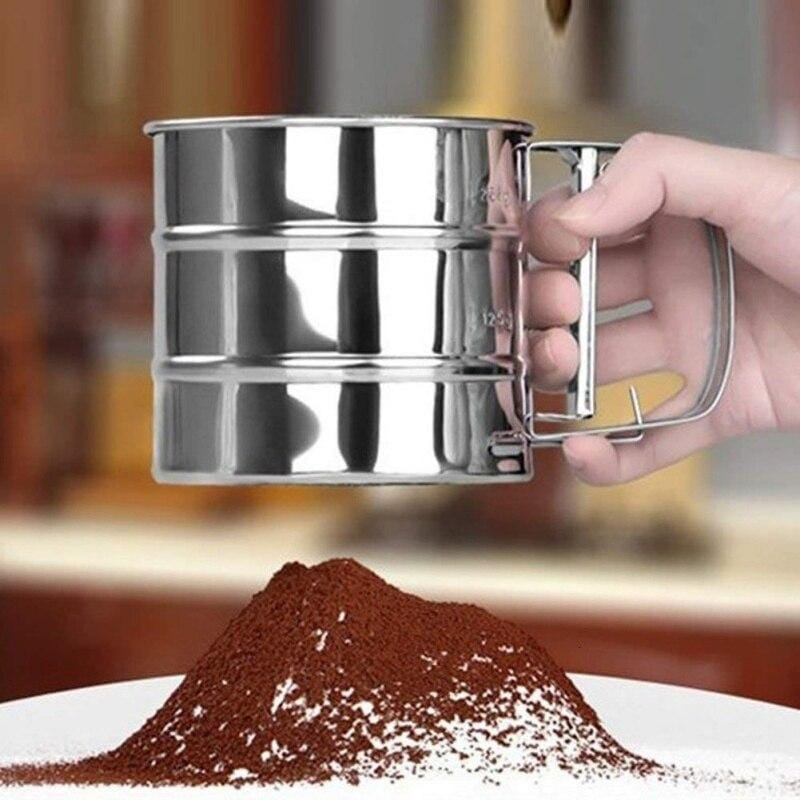 Stainless Steel Flour Sifter – Manual Crank Design