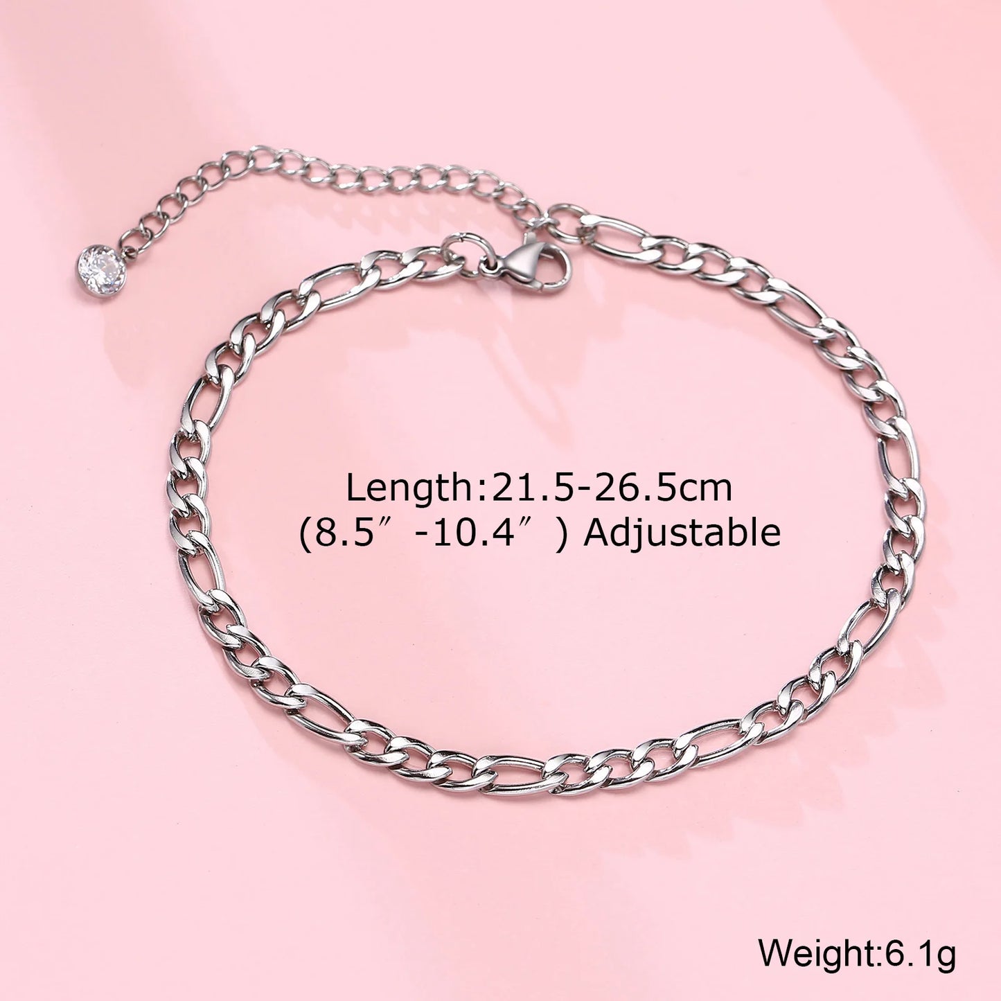 Variant image for Unisex Figaro Chain Anklet Adjustable Stainless Steel | Elegant Design-7