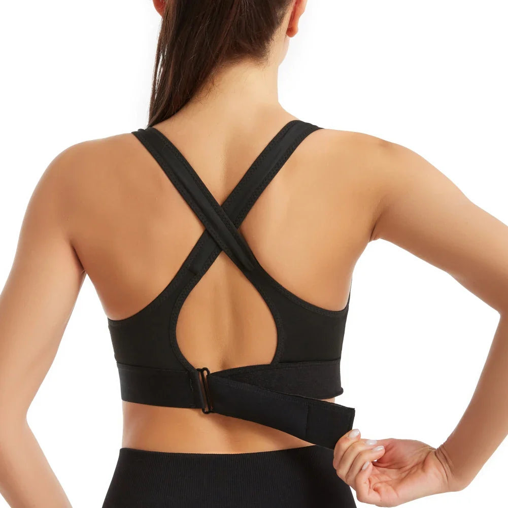 Women High Impact Sports Bra Black Polyester | Audrey-3