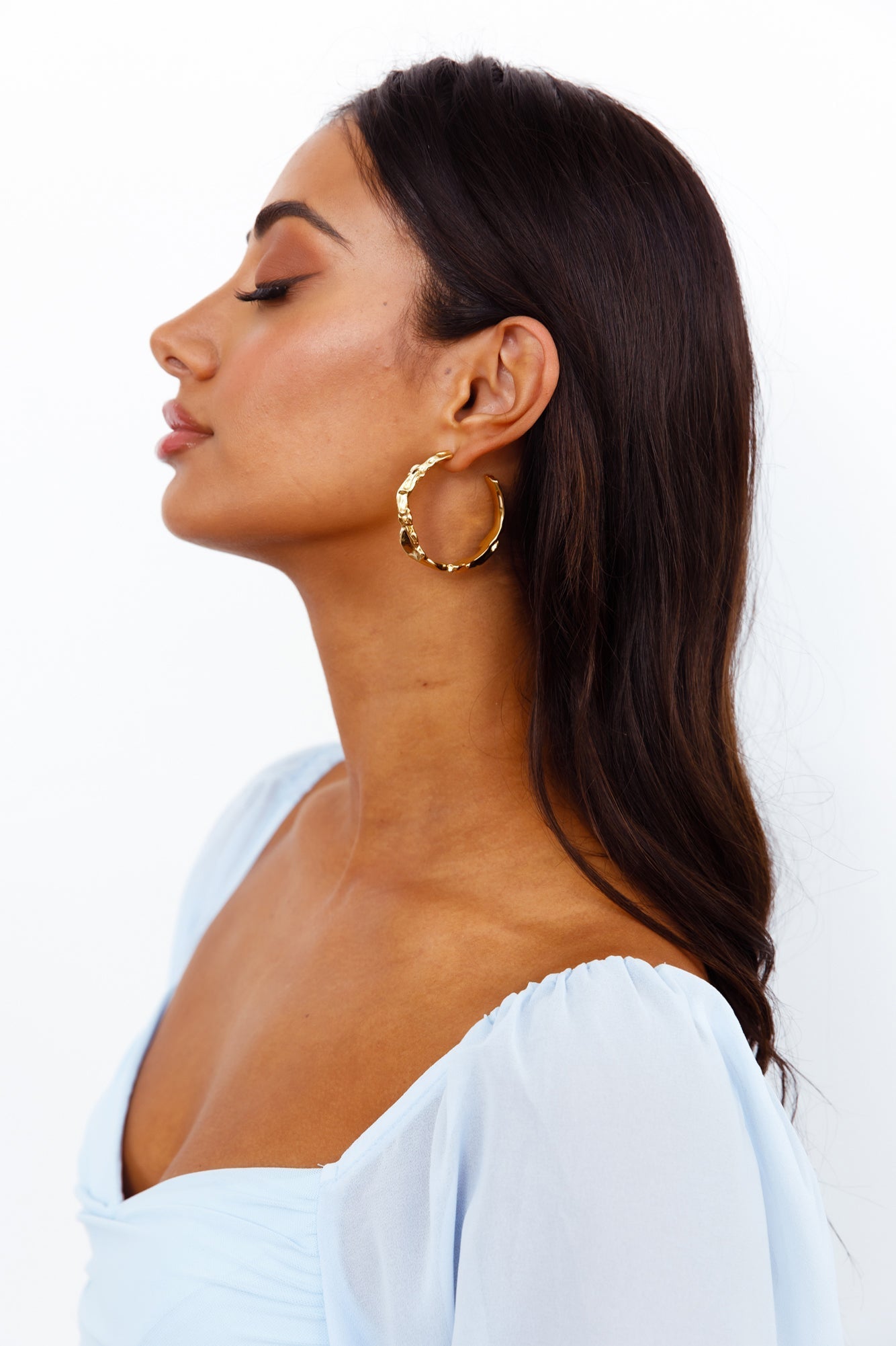 Women Hoop Earrings Gold Plated Brass | Serenity-2