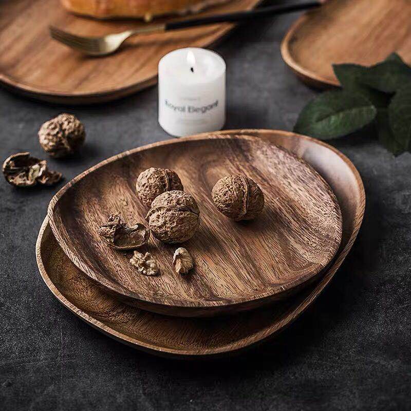 Acacia Wood Serving Tray – Handcrafted Oval Plate