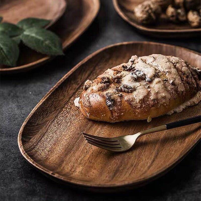 Acacia Wood Serving Tray – Handcrafted Oval Plate