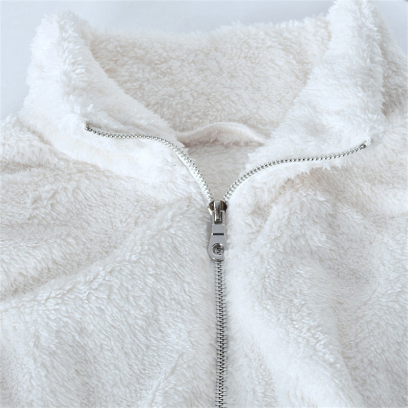 Women Faux Fur Zip-Up Cropped Jacket | Lily