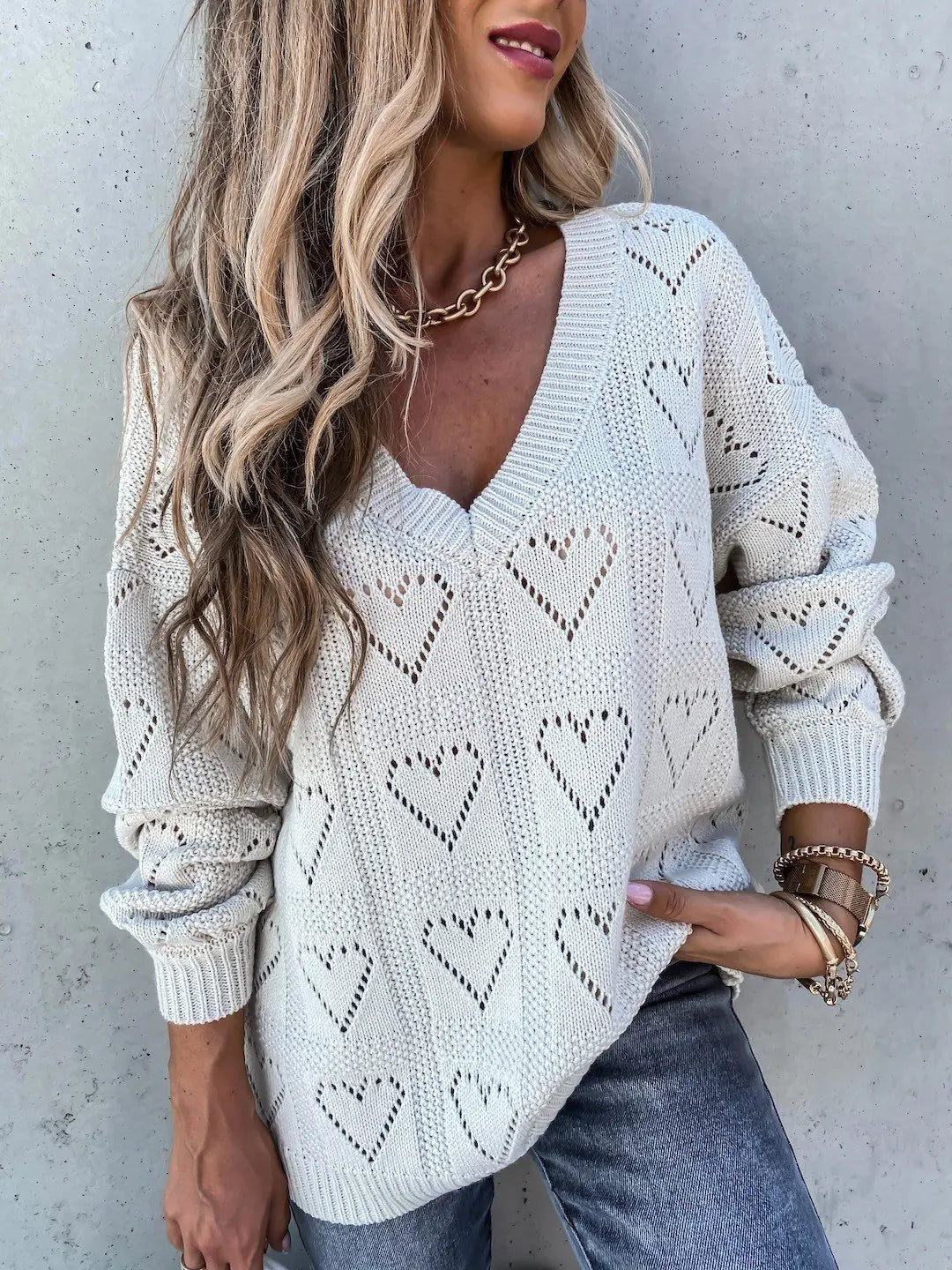 Women Heart Knit Sweater | Naomi