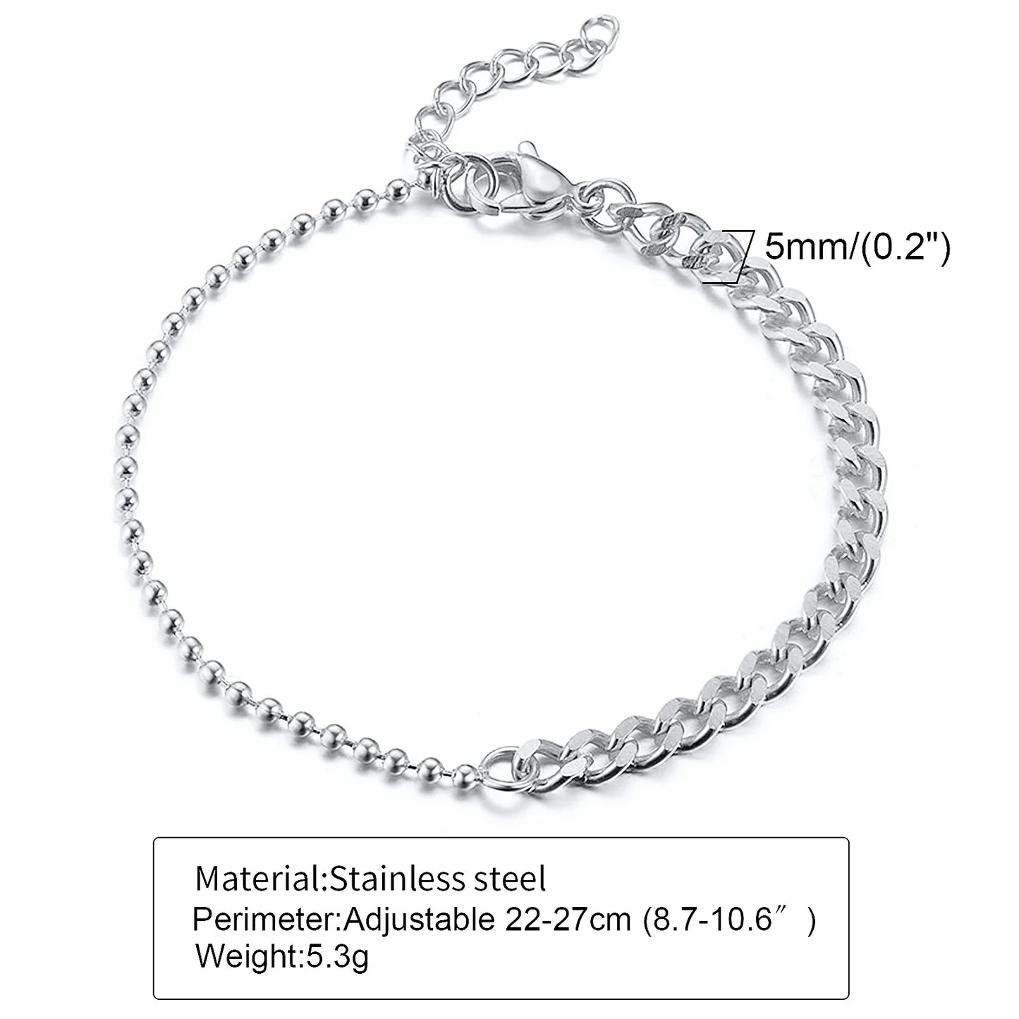 Variant image for Unisex Figaro Chain Anklet Adjustable Stainless Steel | Elegant Design-8