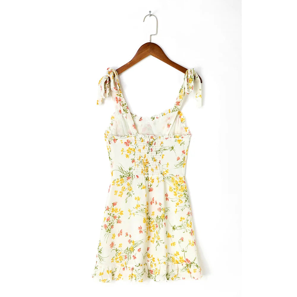 Women Floral Ruffle Strap Mini Dress | Uxía
