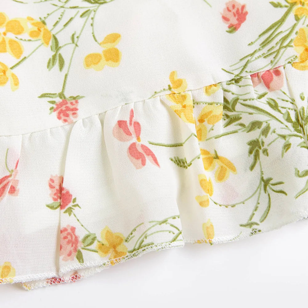 Women Floral Ruffle Strap Mini Dress | Uxía