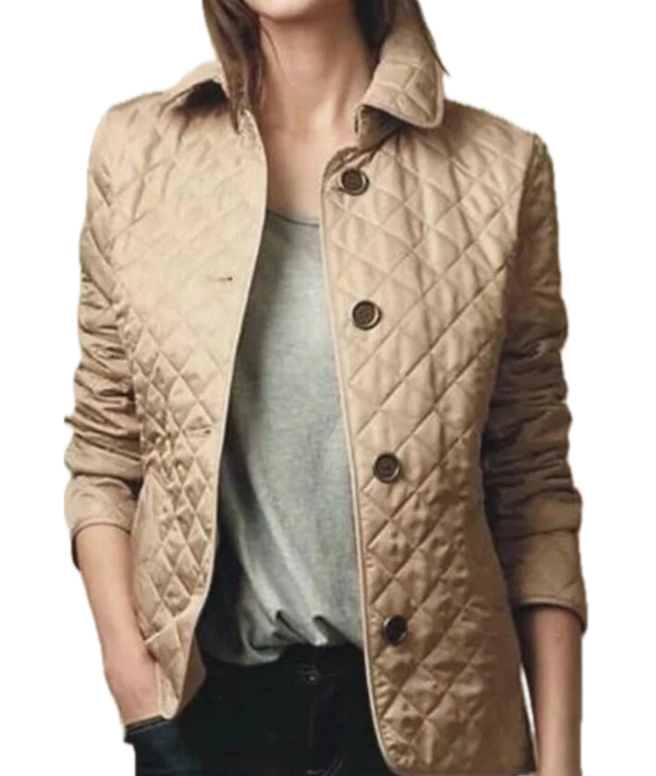 Women Quilted Button Jacket | Delilah