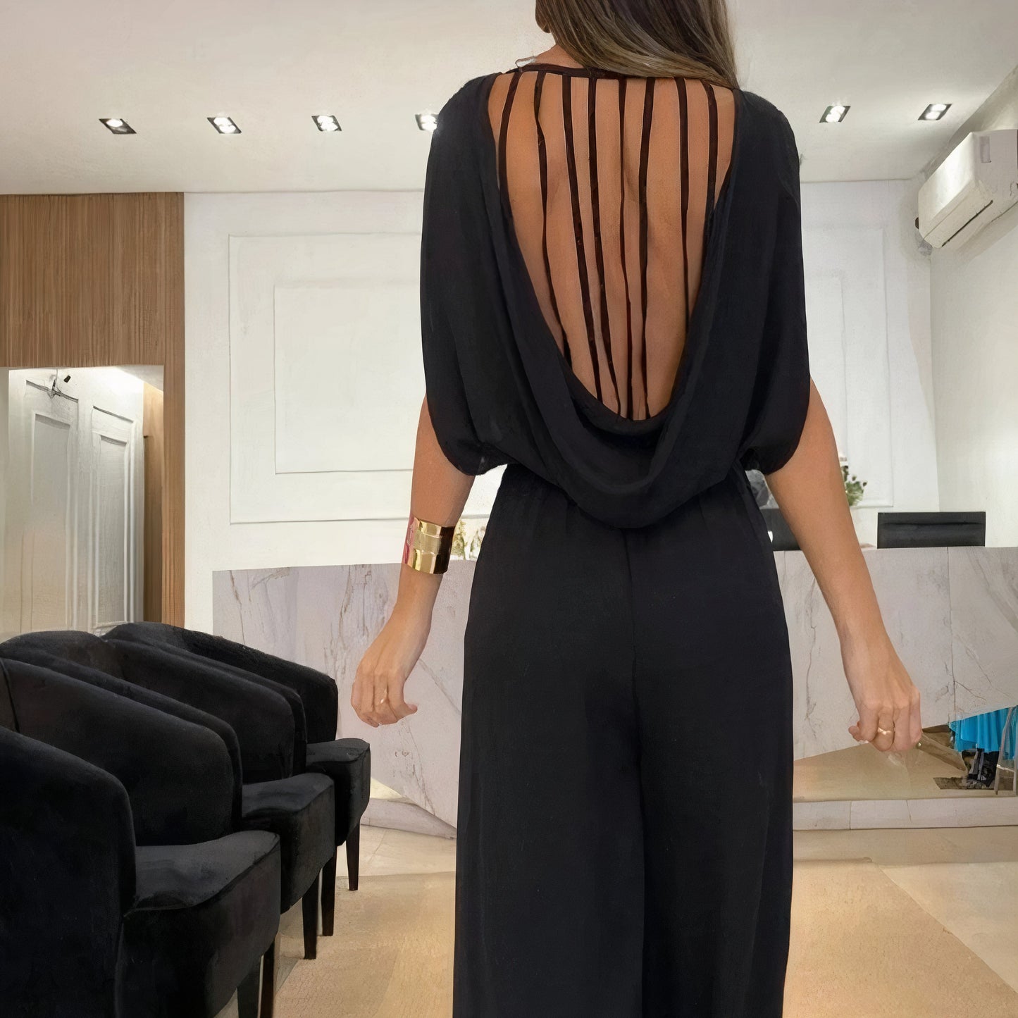 Women Elegant Sleeveless Wide-Leg Jumpsuit | Maica
