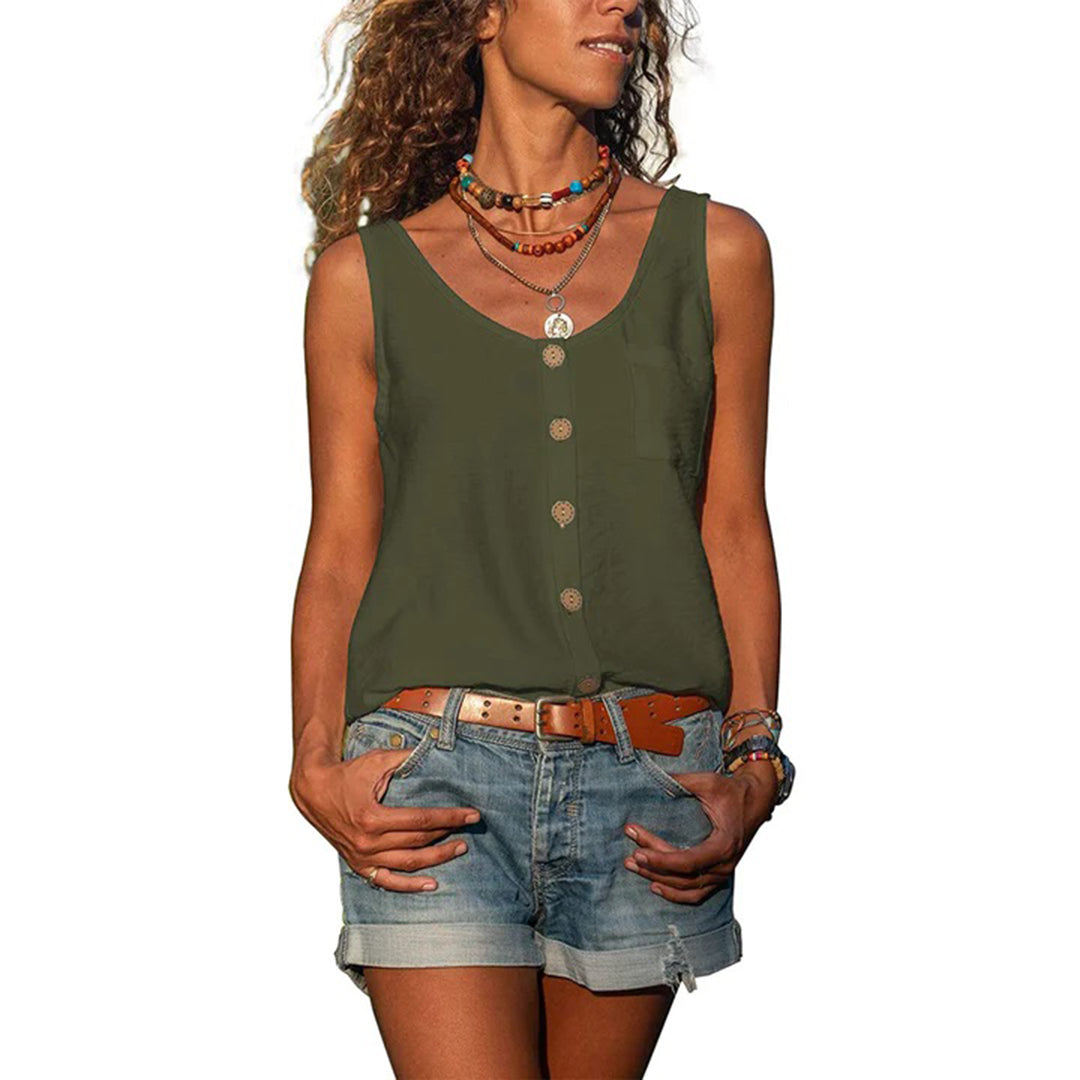 Button-Down Sleeveless Top | Slate