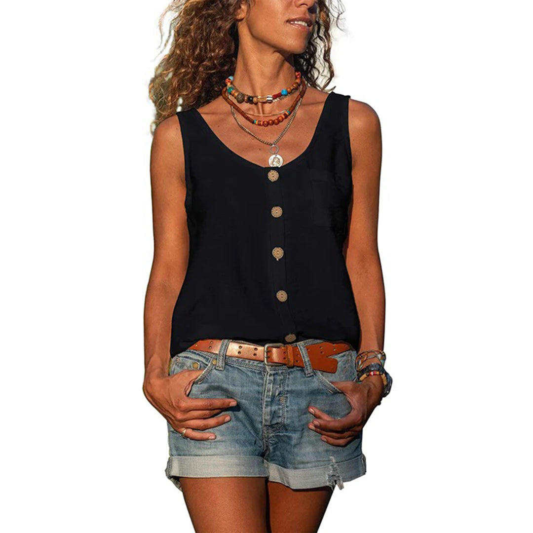 Button-Down Sleeveless Top | Slate