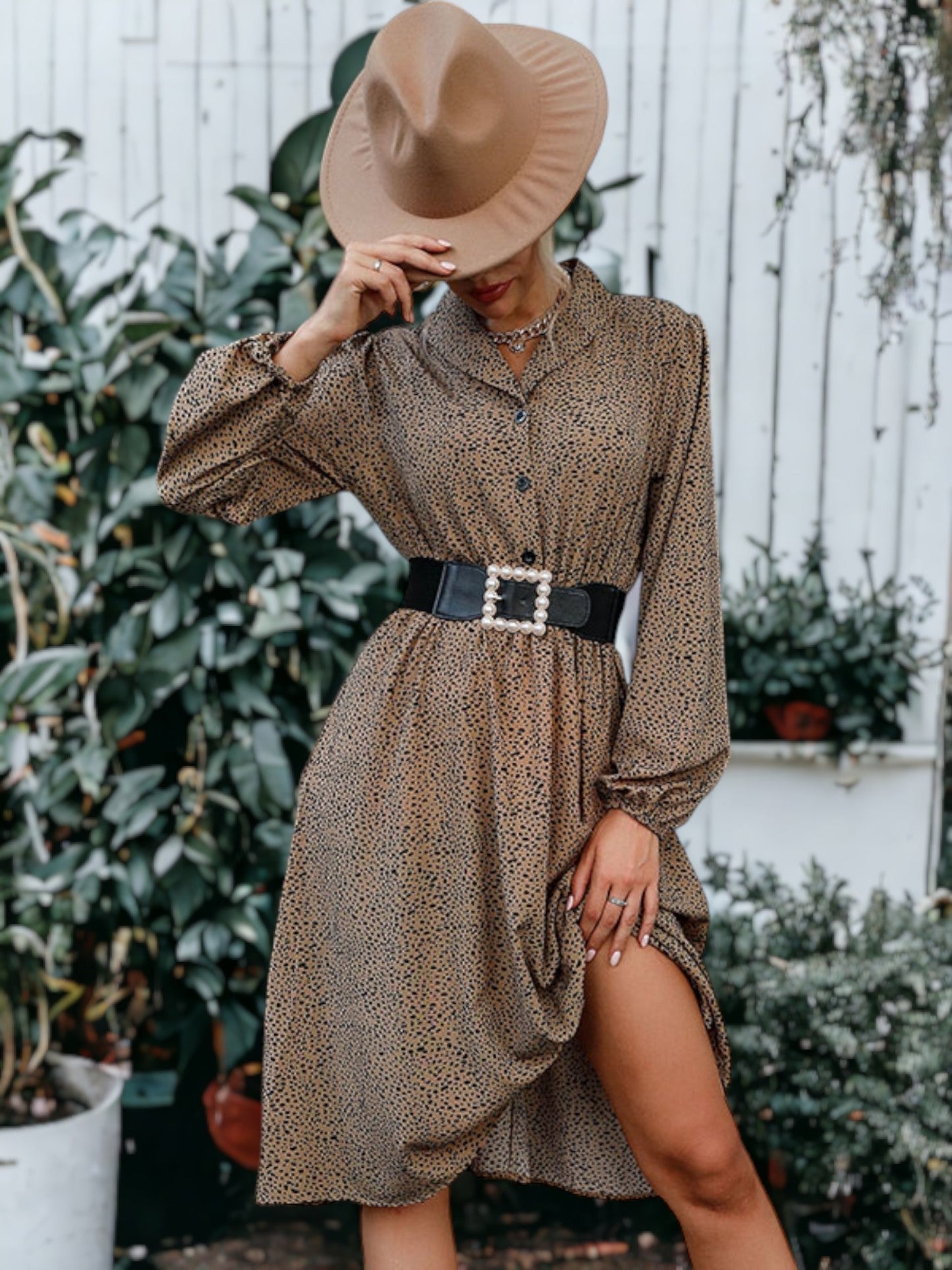 Women Shirt Dress Cheetah Print Polyester | Ashe-4