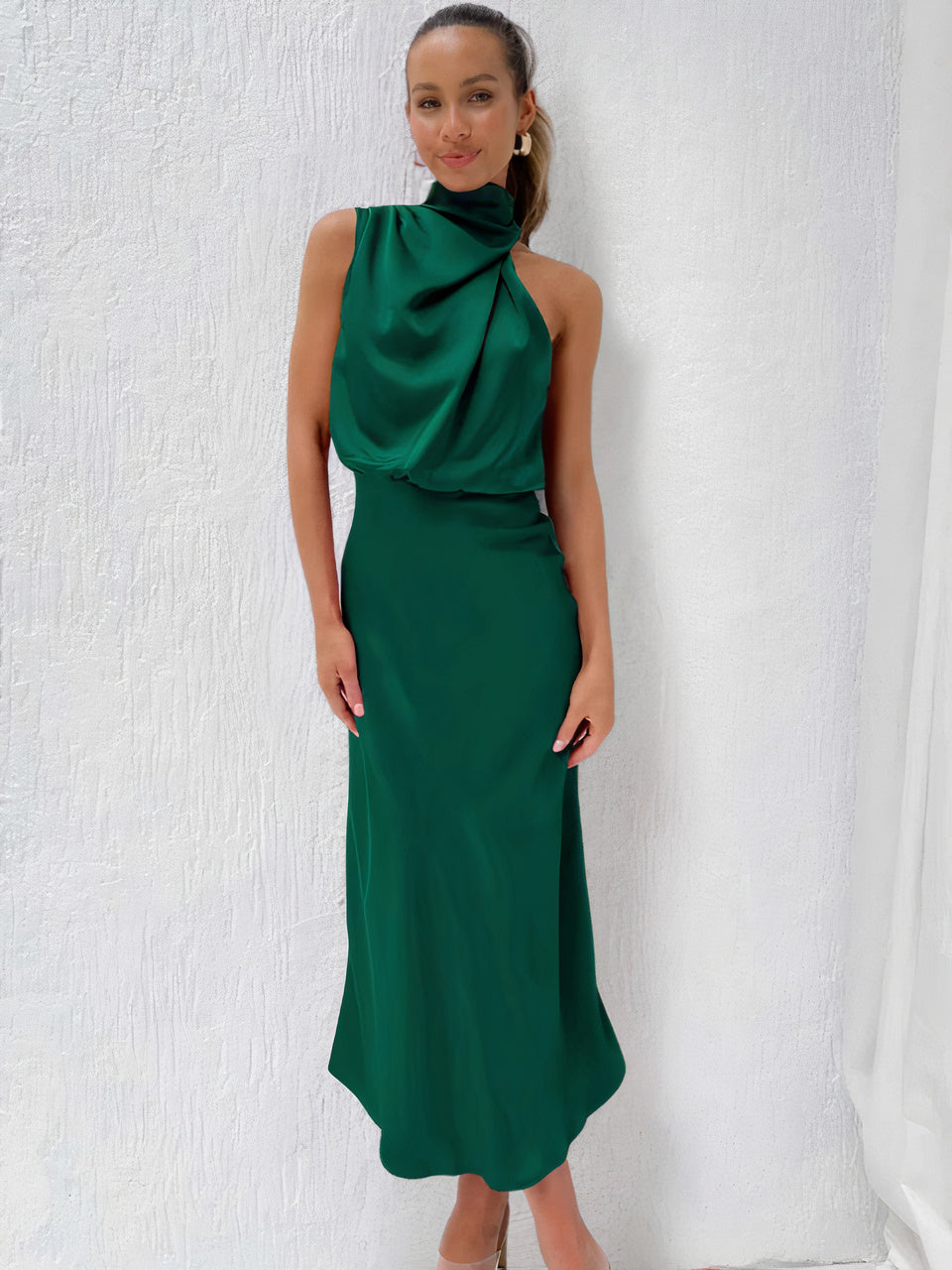 Women Halter-Neck Draped Maxi Dress | Marcelle