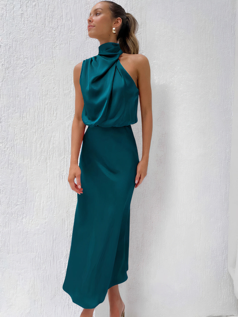 Women Halter-Neck Draped Maxi Dress | Marcelle
