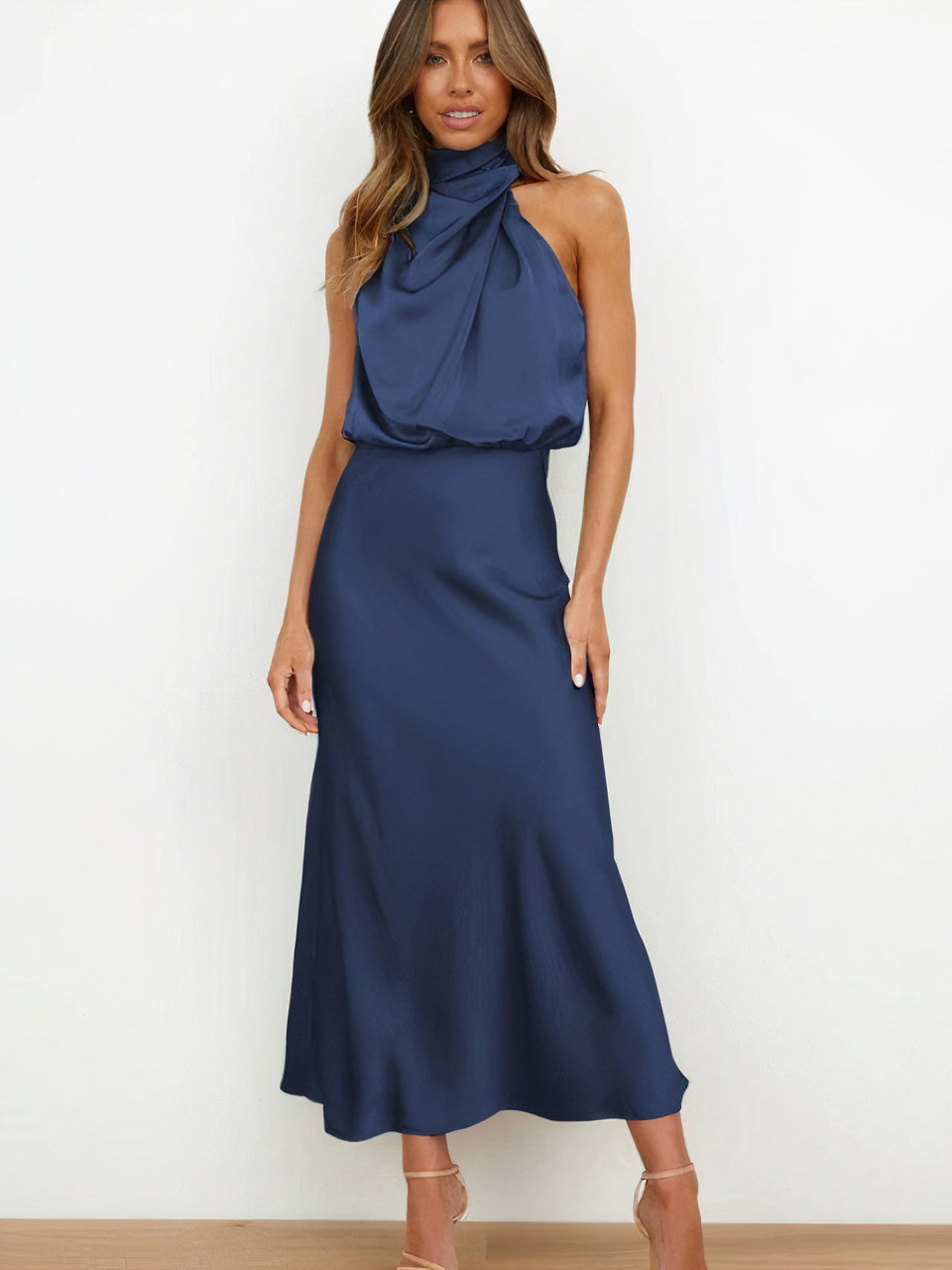 Women Halter-Neck Draped Maxi Dress | Marcelle