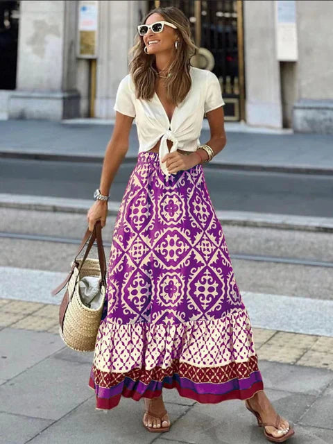 Women Long Summer Skirt in Retro Boho Style | Izzy