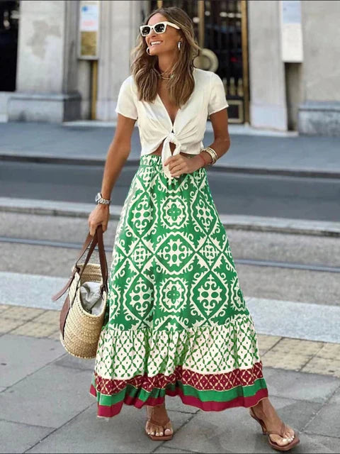 Women Long Summer Skirt in Retro Boho Style | Izzy