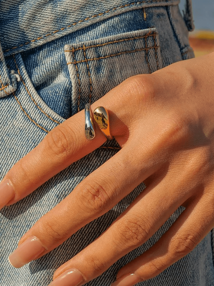 Women Ring Gold-Silver Zinc Alloy | Jessica-2