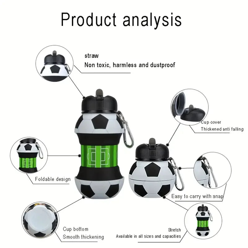 Kids Portable Silicone Water Bottle – 600ml Leakproof Folding Sports Cup for Outdoor Activities 3
