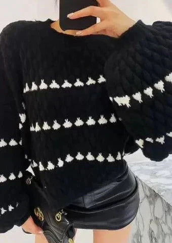 Women Chunky Lantern Sleeve Knit Sweater | Andrielle