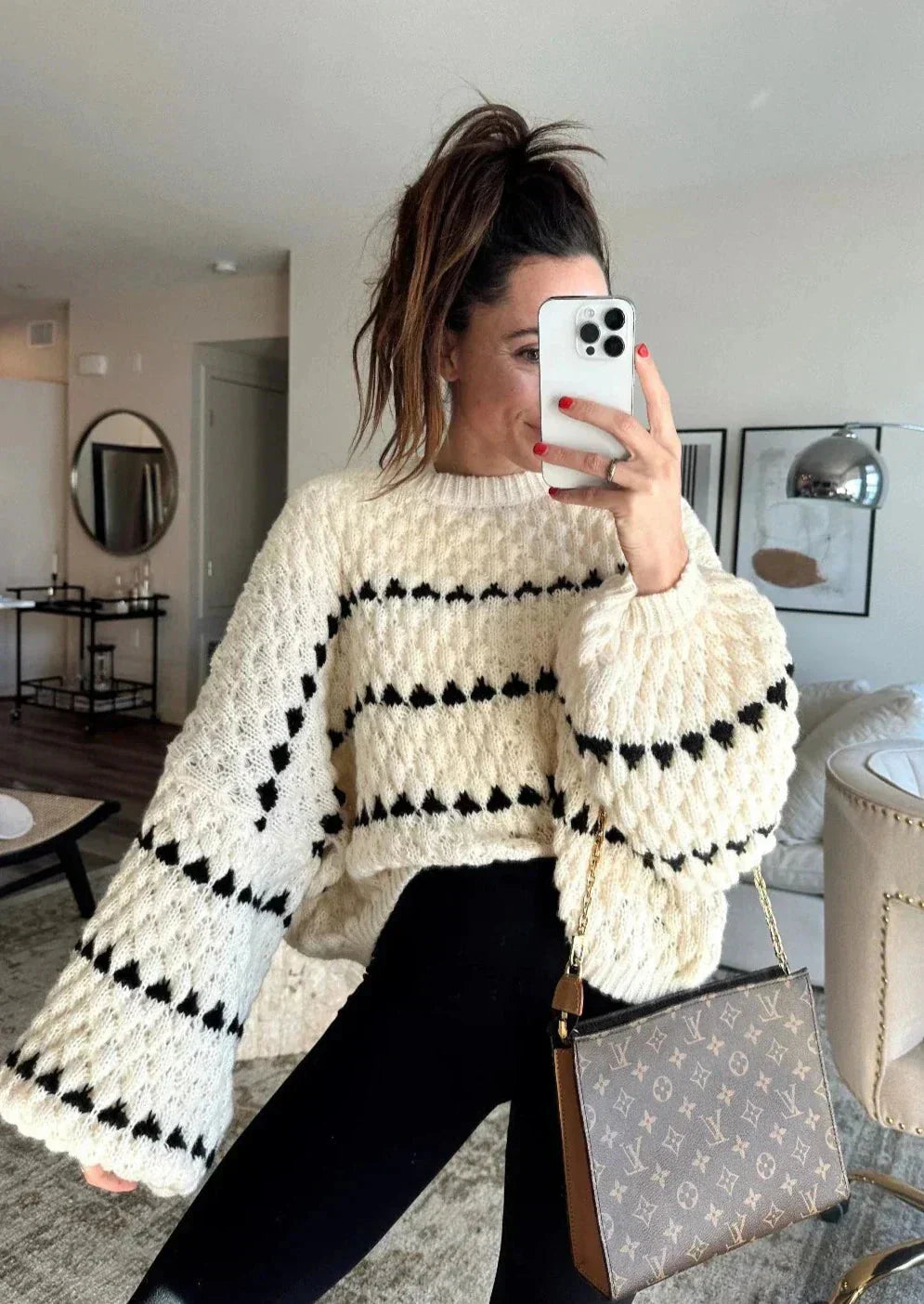 Women Chunky Lantern Sleeve Knit Sweater | Andrielle