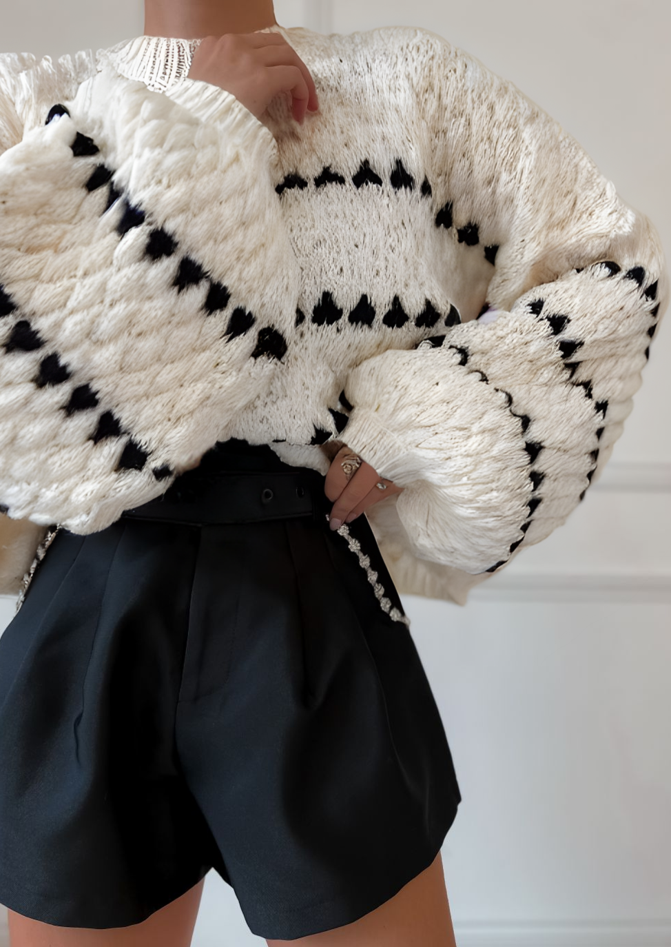 Women Chunky Lantern Sleeve Knit Sweater | Andrielle