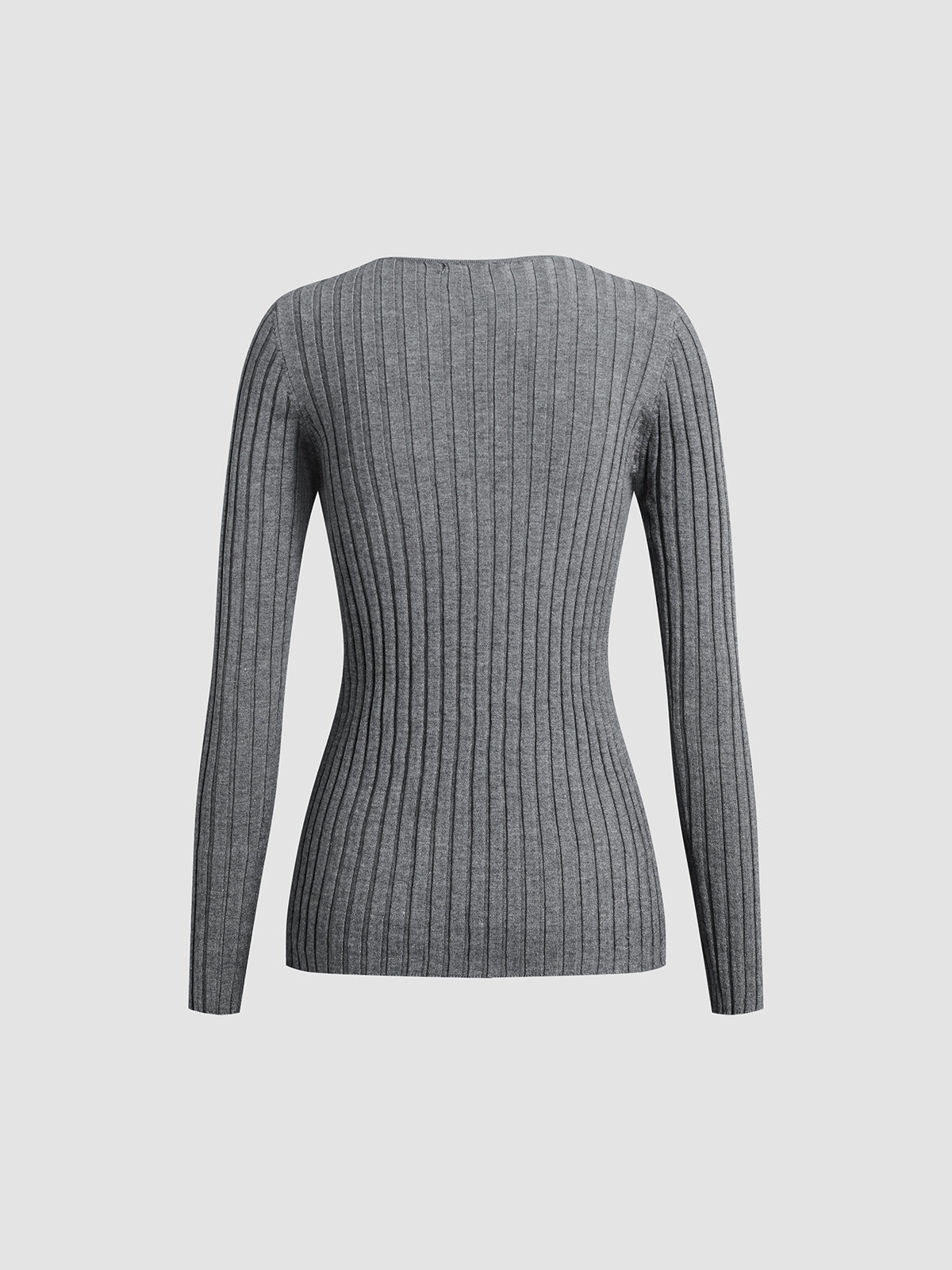 Women Ribbed V-Neck Pullover Sweater | Analina