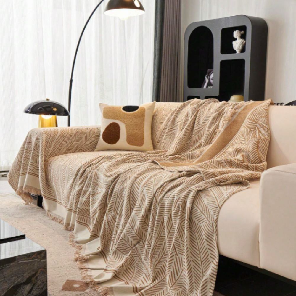 Sofa Cover Leaf Pattern Chenille Non-Slip | Elegant Comfort 3